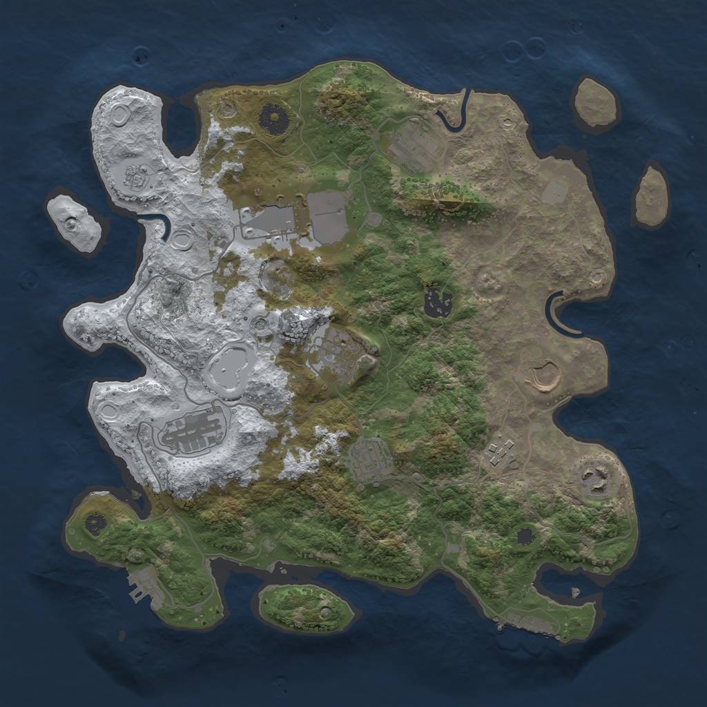 Rust Map: Procedural Map, Size: 3500, Seed: 51987562, 18 Monuments