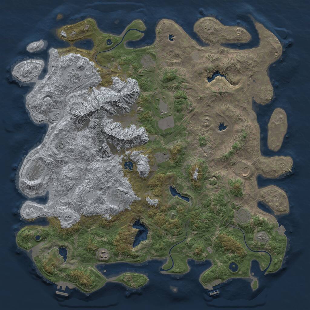 Rust Map: Procedural Map, Size: 5000, Seed: 44889, 17 Monuments