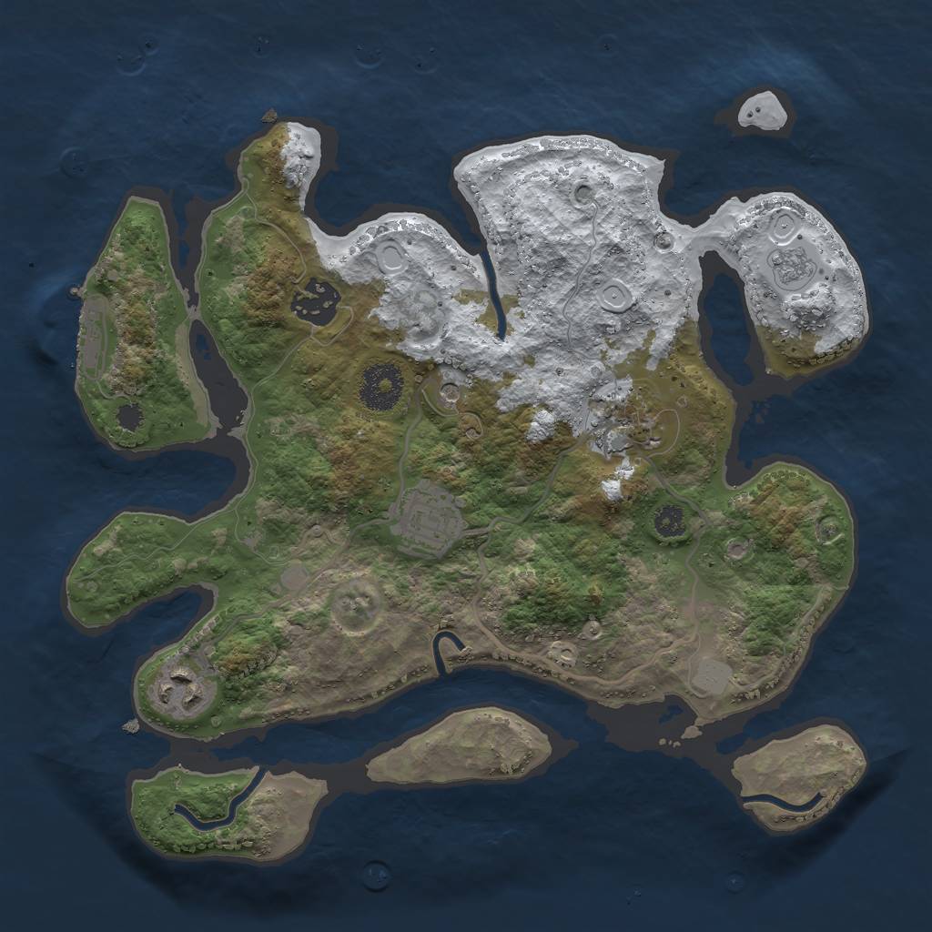 Rust Map: Procedural Map, Size: 3000, Seed: 19239, 12 Monuments