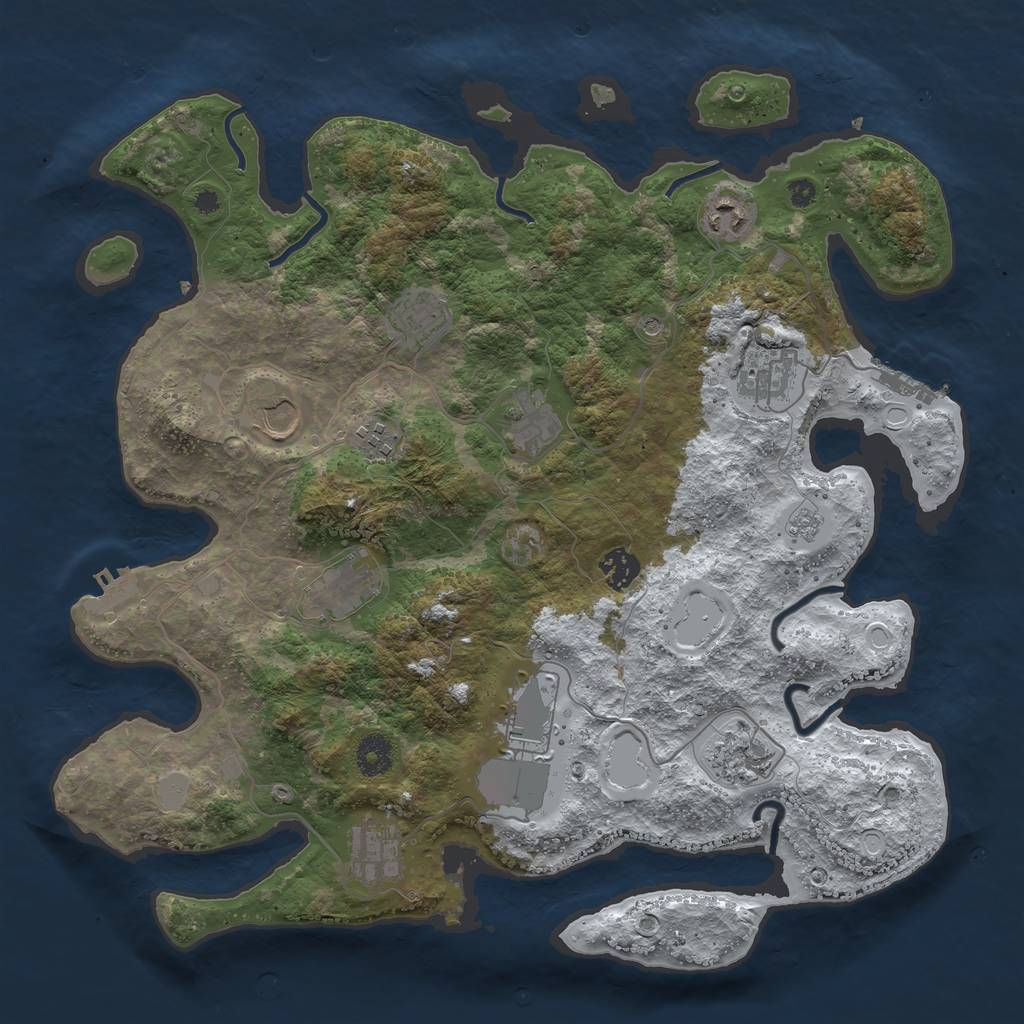 Rust Map: Procedural Map, Size: 3850, Seed: 825724730, 20 Monuments