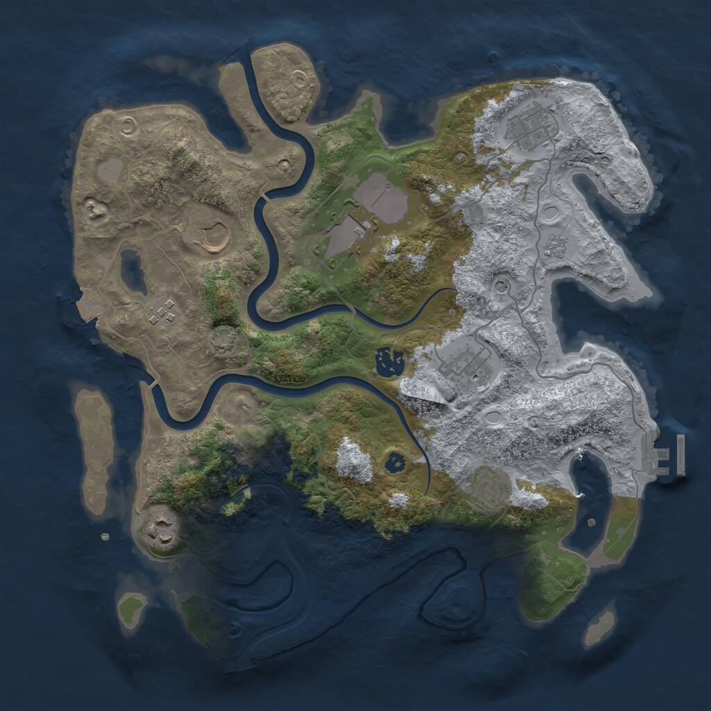 Rust Map: Procedural Map, Size: 3500, Seed: 84871484, 13 Monuments