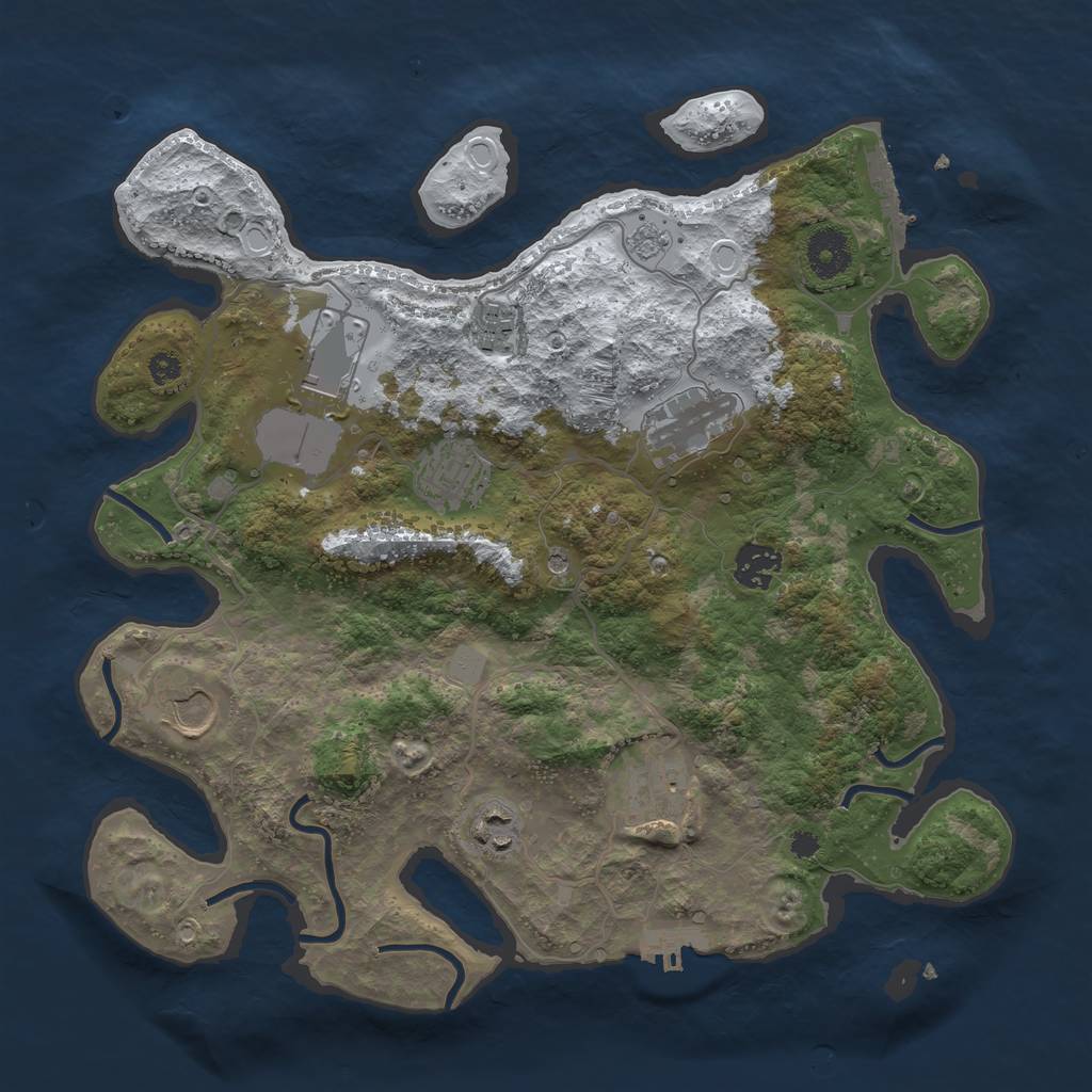 Rust Map: Procedural Map, Size: 3500, Seed: 3925924, 17 Monuments
