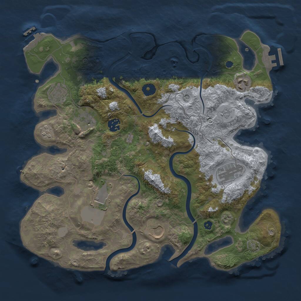 Rust Map: Procedural Map, Size: 3500, Seed: 1959424158, 14 Monuments