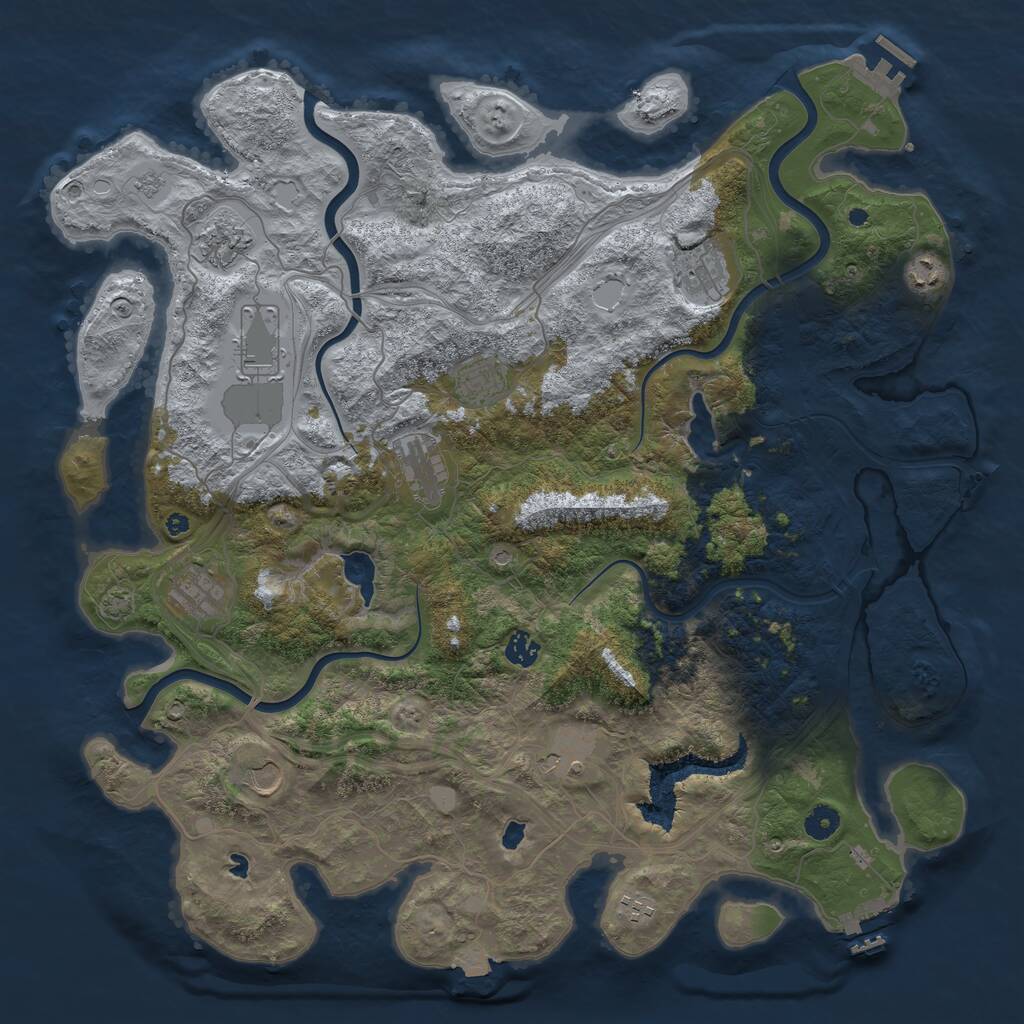 Rust Map: Procedural Map, Size: 4500, Seed: 29876, 17 Monuments