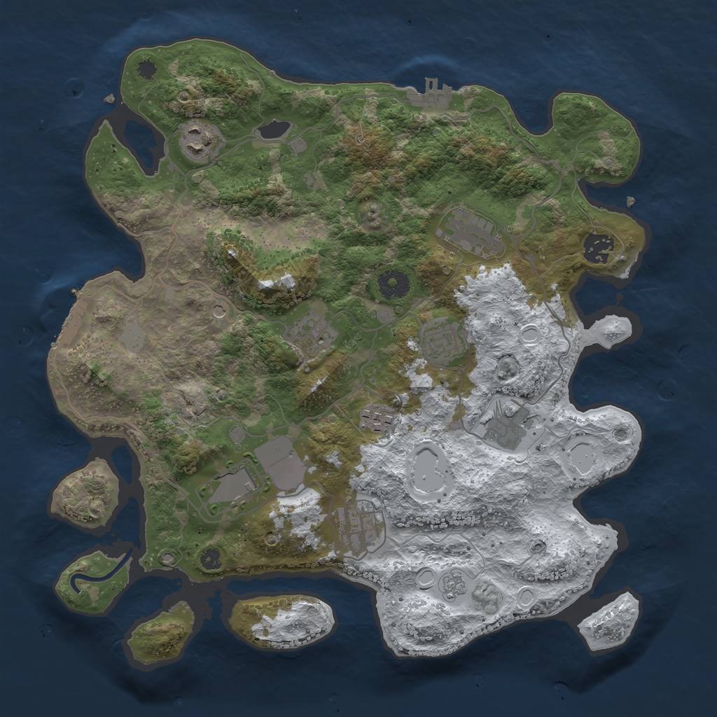 Rust Map: Procedural Map, Size: 3500, Seed: 424129820, 18 Monuments
