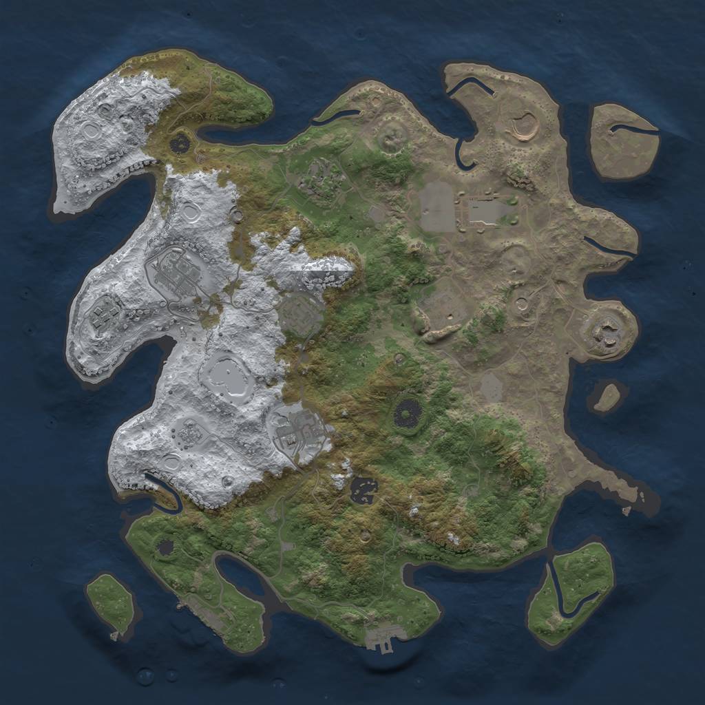 Rust Map: Procedural Map, Size: 3700, Seed: 193413342, 19 Monuments