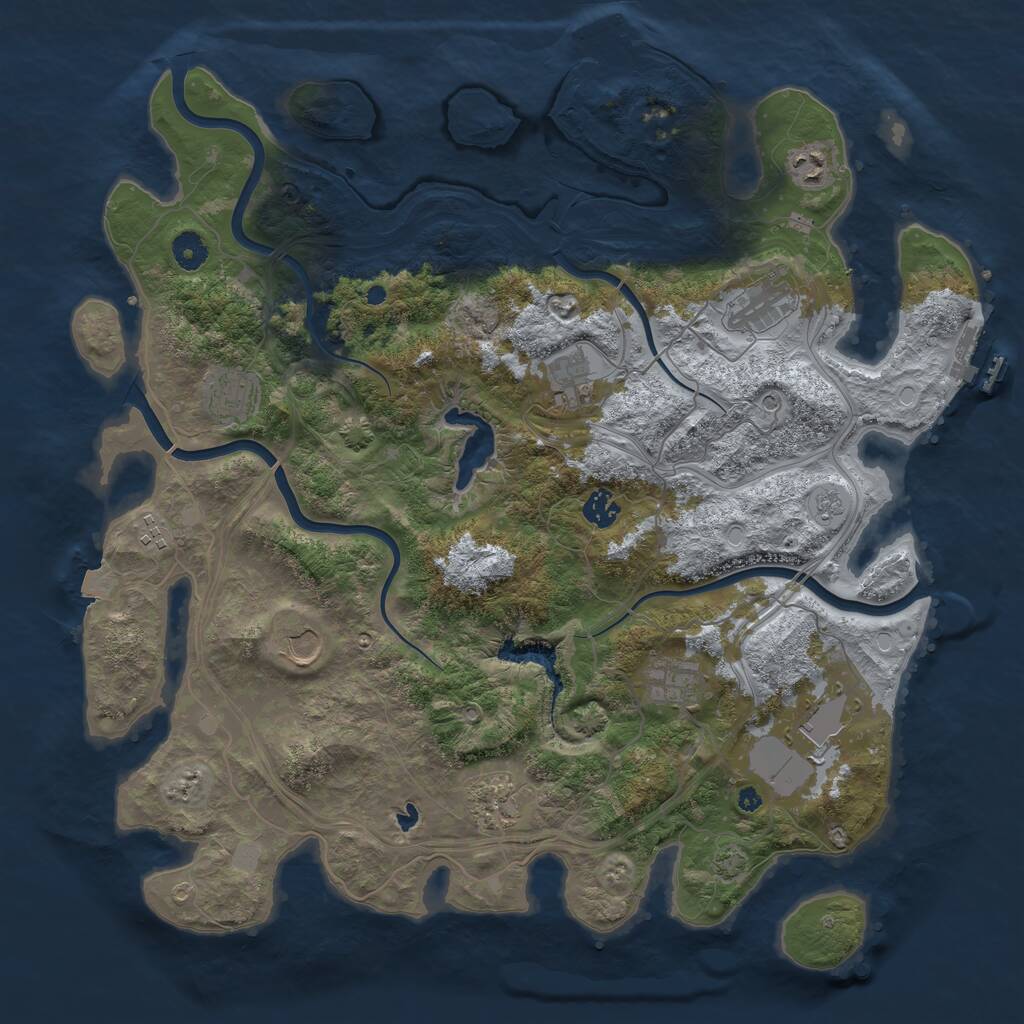 Rust Map: Procedural Map, Size: 4250, Seed: 1960138496, 16 Monuments