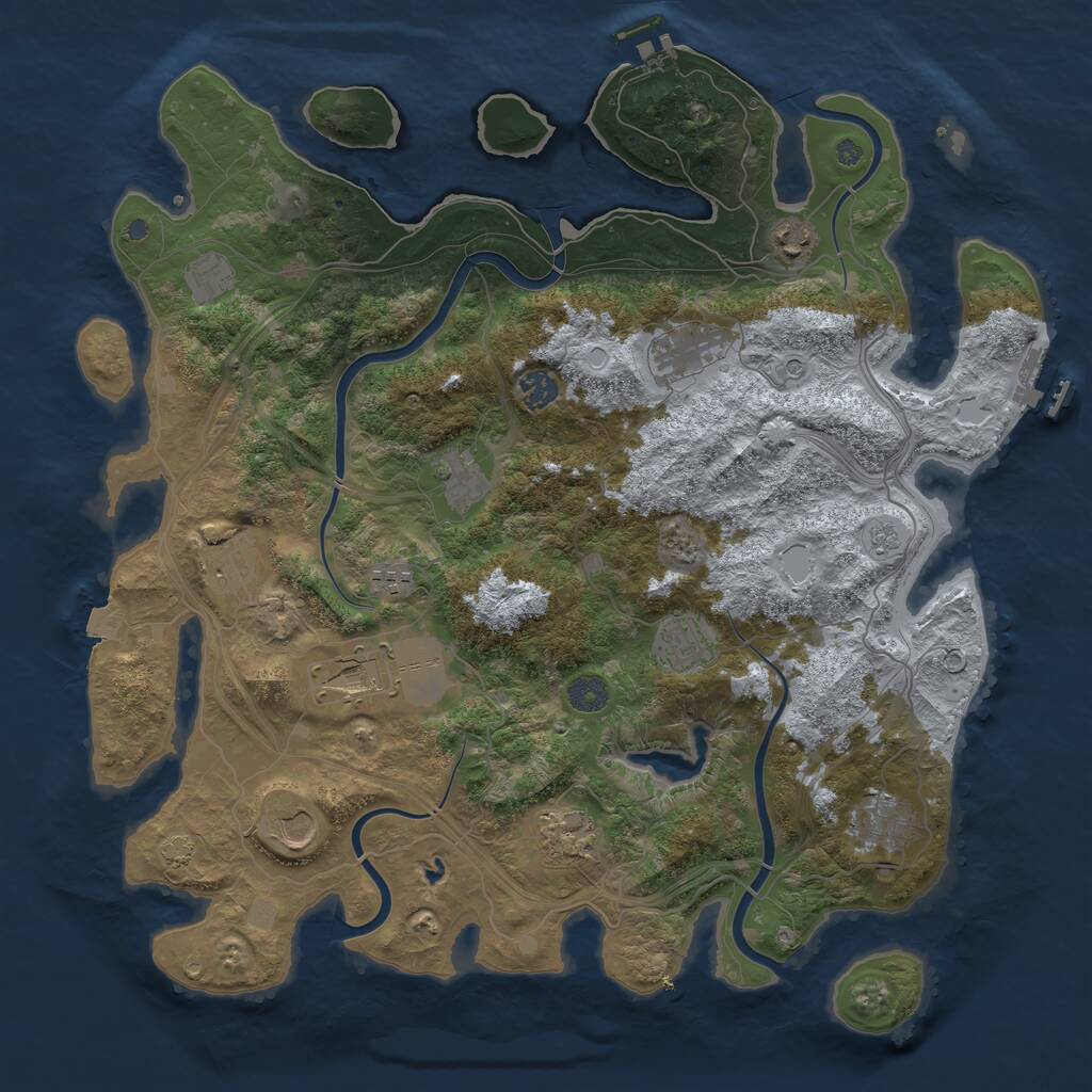 Rust Map: Procedural Map, Size: 4250, Seed: 1960138496, 17 Monuments