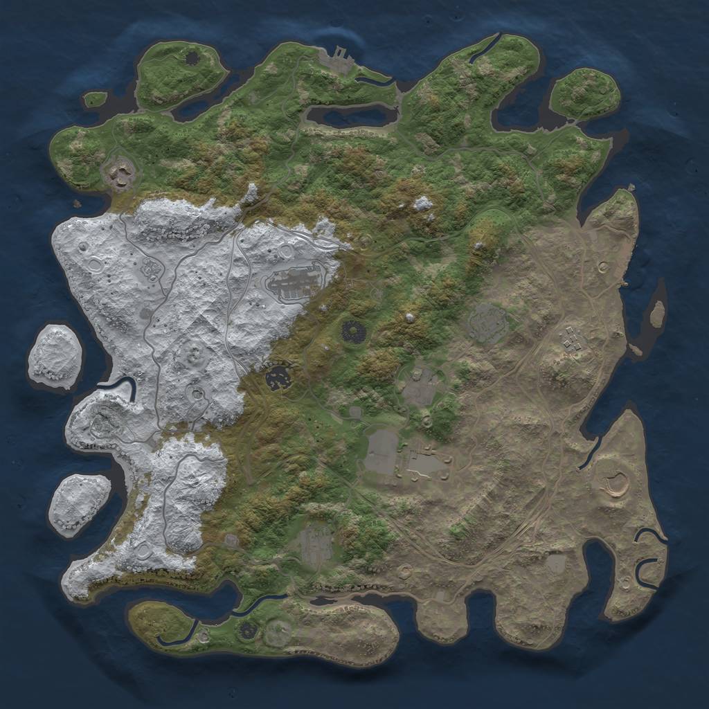 Rust Map: Procedural Map, Size: 4300, Seed: 6234125, 18 Monuments