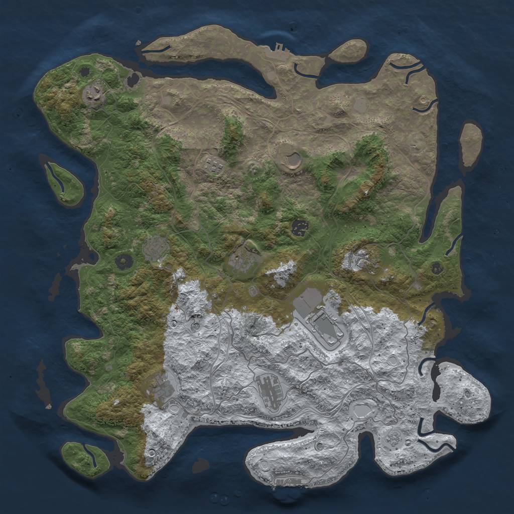 Rust Map: Procedural Map, Size: 4500, Seed: 555375492, 19 Monuments