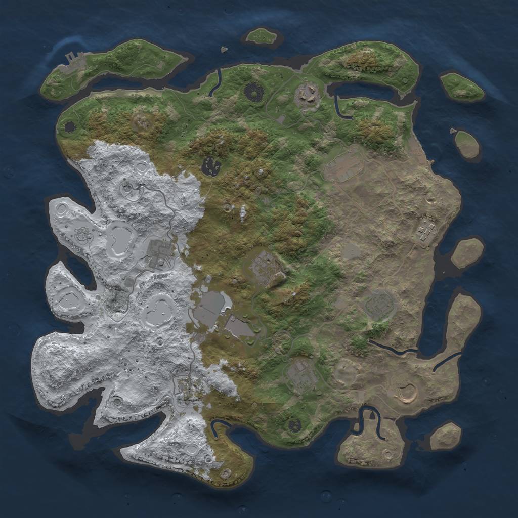 Rust Map: Procedural Map, Size: 3950, Seed: 558670540, 20 Monuments