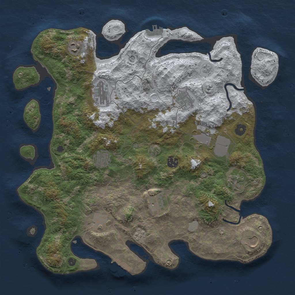 Rust Map: Procedural Map, Size: 3850, Seed: 786235994, 20 Monuments