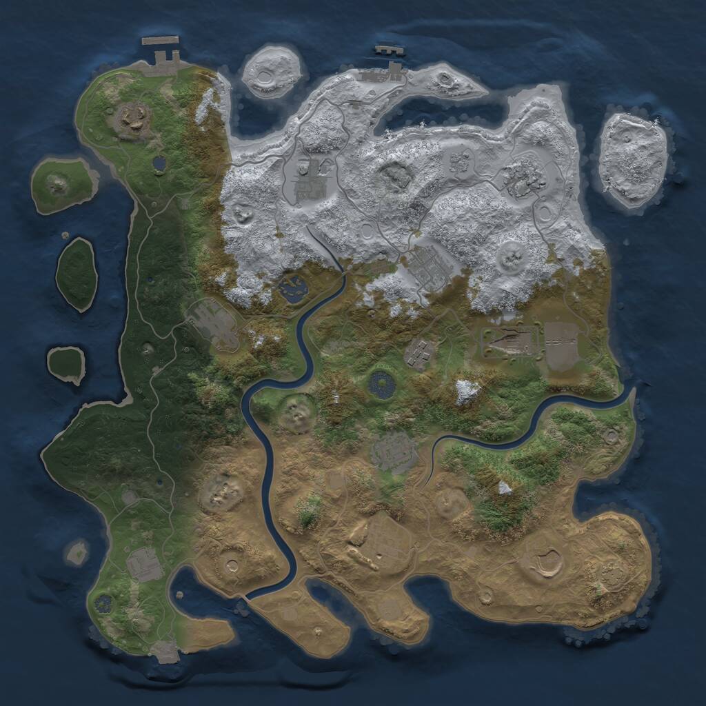 Rust Map: Procedural Map, Size: 3850, Seed: 786235994, 17 Monuments