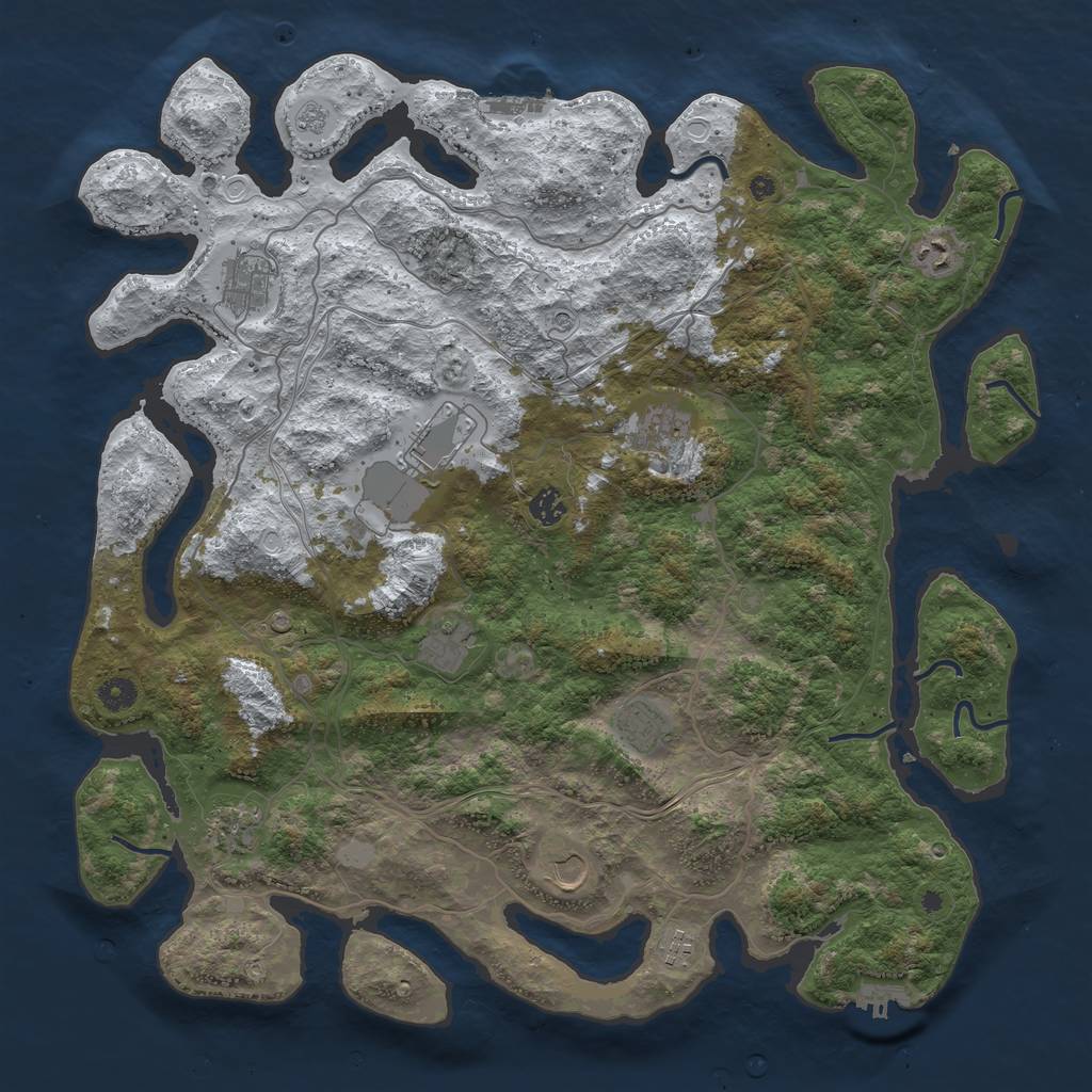 Rust Map: Procedural Map, Size: 4500, Seed: 800391139, 19 Monuments