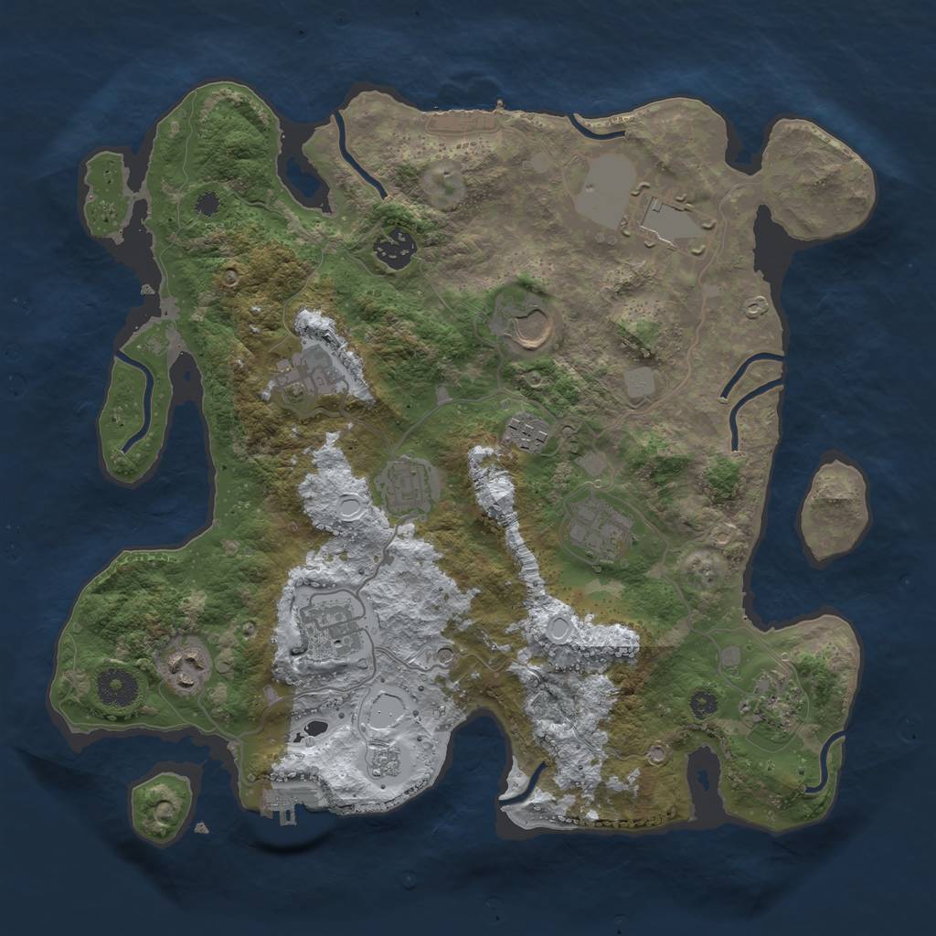 Rust Map: Procedural Map, Size: 3500, Seed: 345842194, 19 Monuments