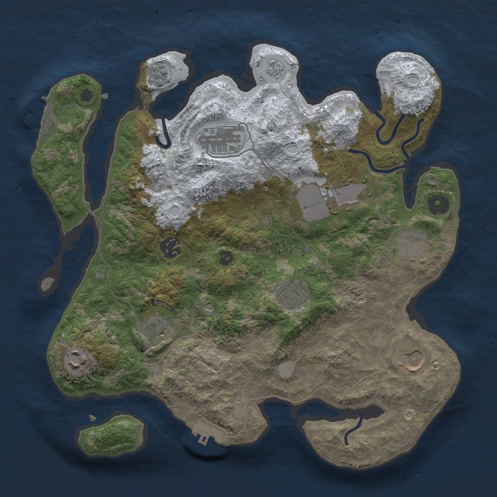 Rust Map: Procedural Map, Size: 3500, Seed: 449288445, 18 Monuments