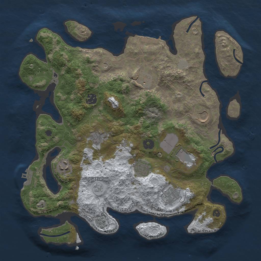 Rust Map: Procedural Map, Size: 3500, Seed: 353466004, 18 Monuments