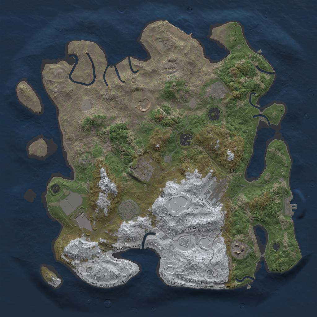 Rust Map: Procedural Map, Size: 3650, Seed: 2424, 17 Monuments