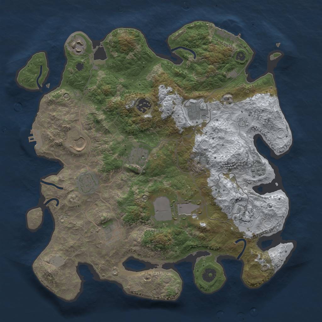 Rust Map: Procedural Map, Size: 3500, Seed: 86356757, 18 Monuments