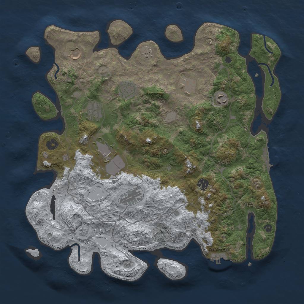 Rust Map: Procedural Map, Size: 4000, Seed: 1212, 18 Monuments