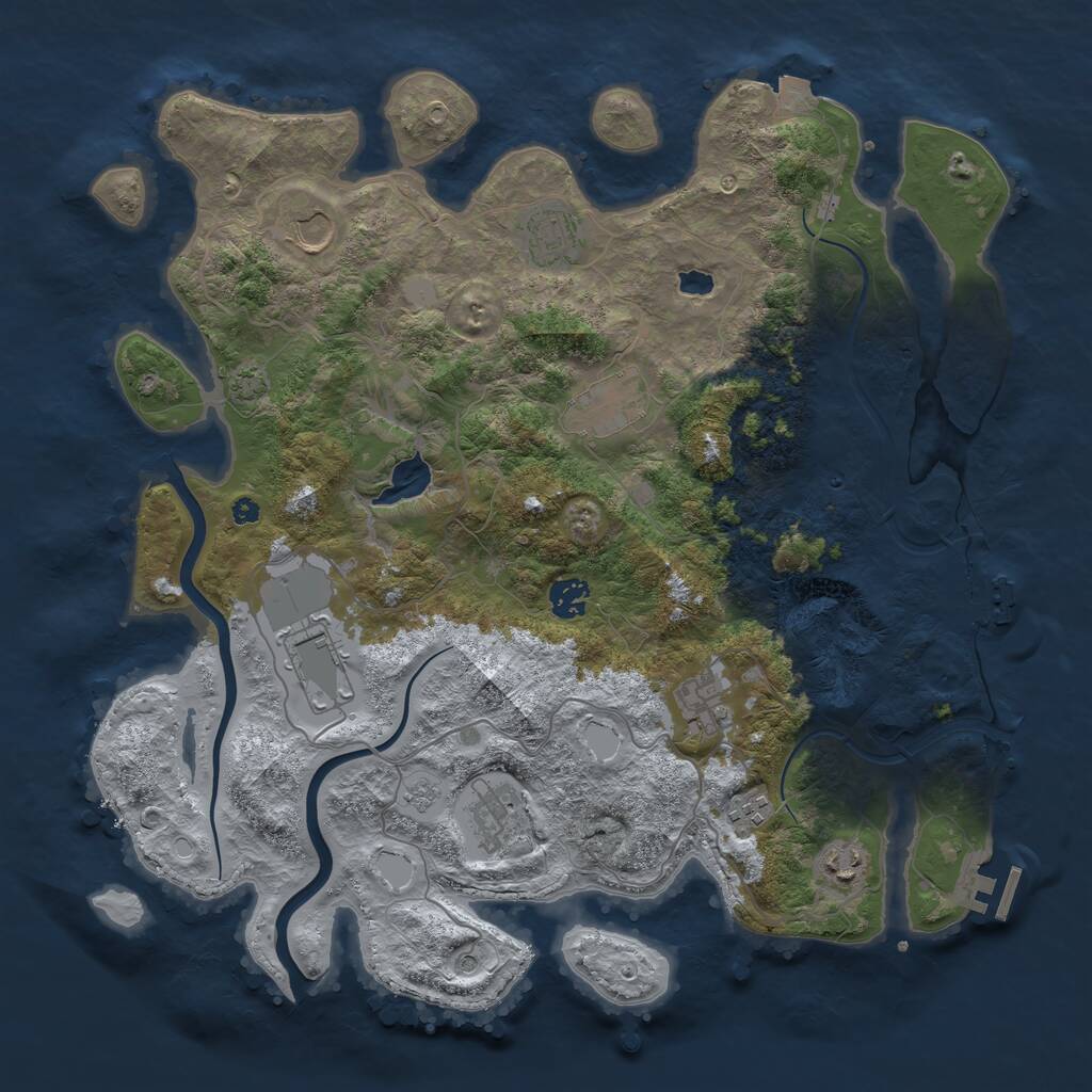 Rust Map: Procedural Map, Size: 4000, Seed: 1212, 15 Monuments