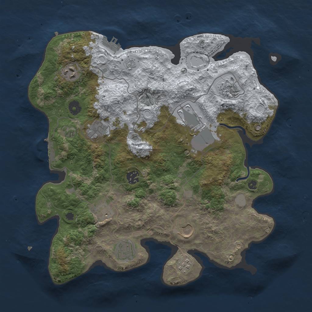 Rust Map: Procedural Map, Size: 3500, Seed: 322860106, 18 Monuments