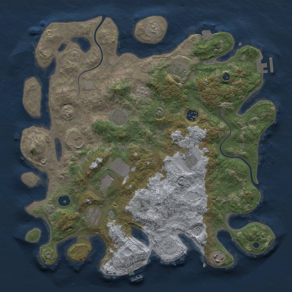 Rust Map: Procedural Map, Size: 3900, Seed: 666, 15 Monuments