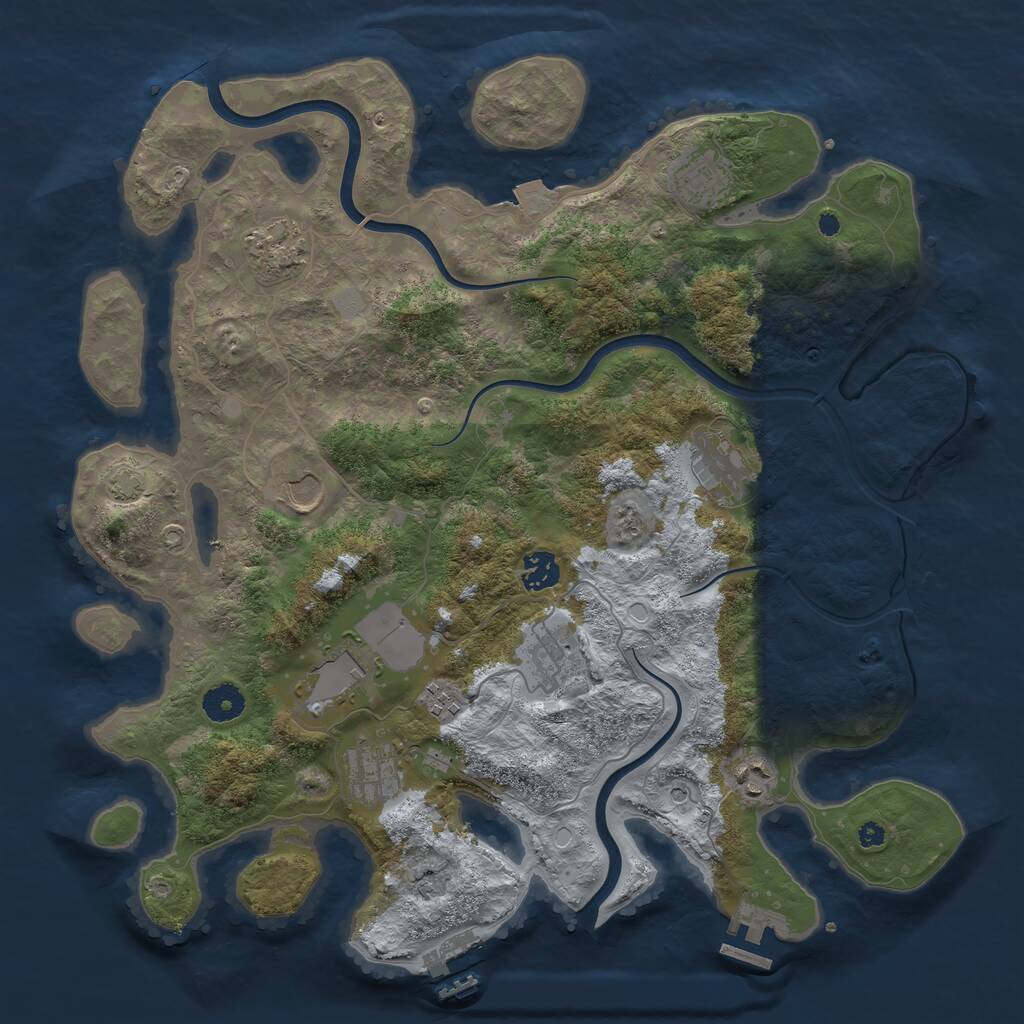 Rust Map: Procedural Map, Size: 3900, Seed: 666, 15 Monuments