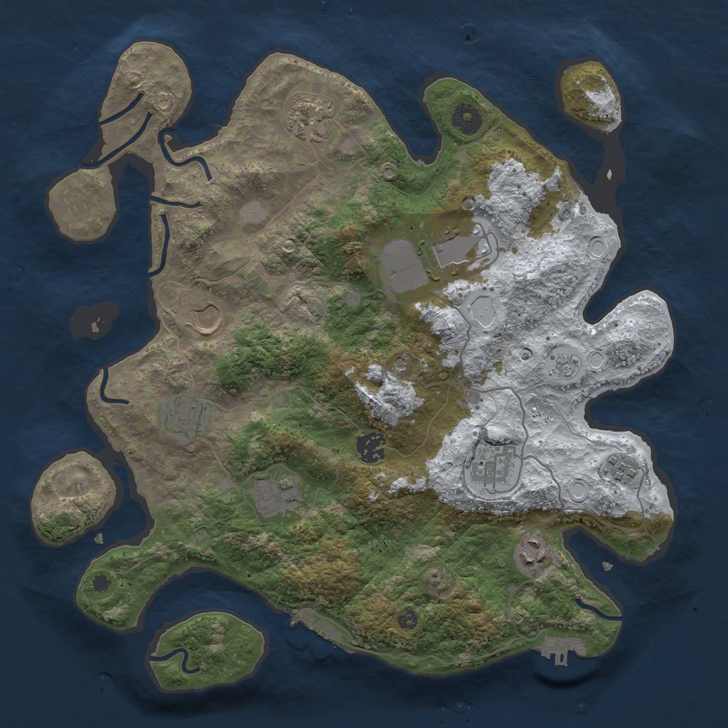 Rust Map: Procedural Map, Size: 3600, Seed: 123231415, 18 Monuments