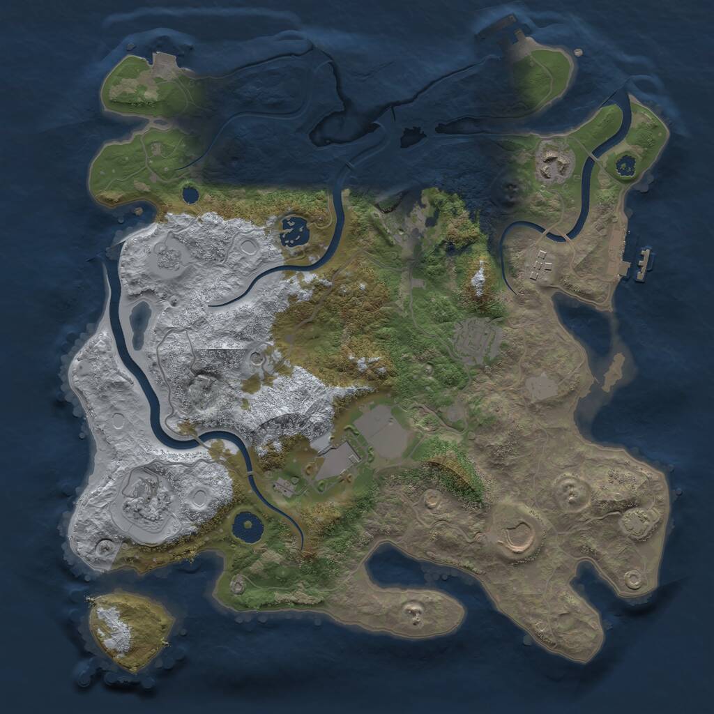 Rust Map: Procedural Map, Size: 3500, Seed: 104590915, 14 Monuments