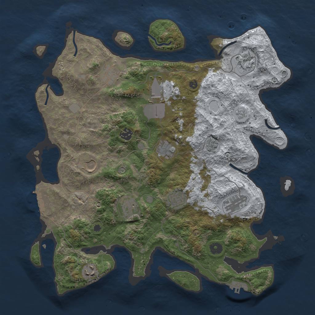 Rust Map: Procedural Map, Size: 3850, Seed: 632433936, 20 Monuments