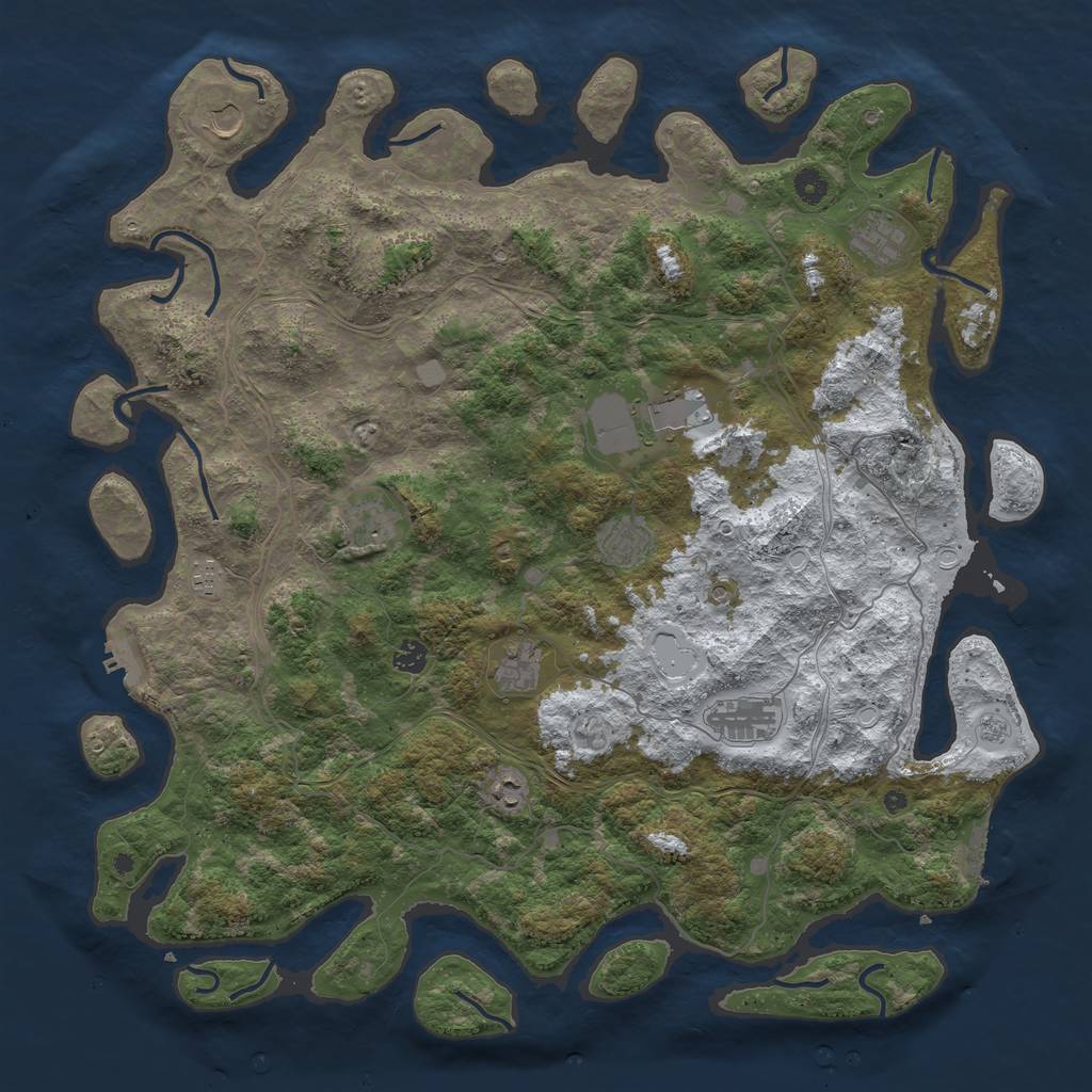 Rust Map: Procedural Map, Size: 4800, Seed: 613825483, 19 Monuments