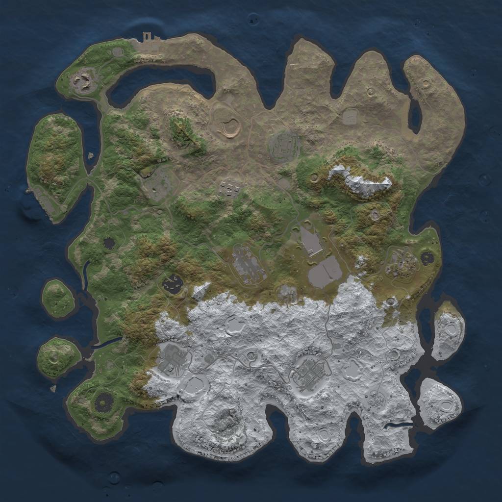 Rust Map: Procedural Map, Size: 3850, Seed: 463840015, 20 Monuments