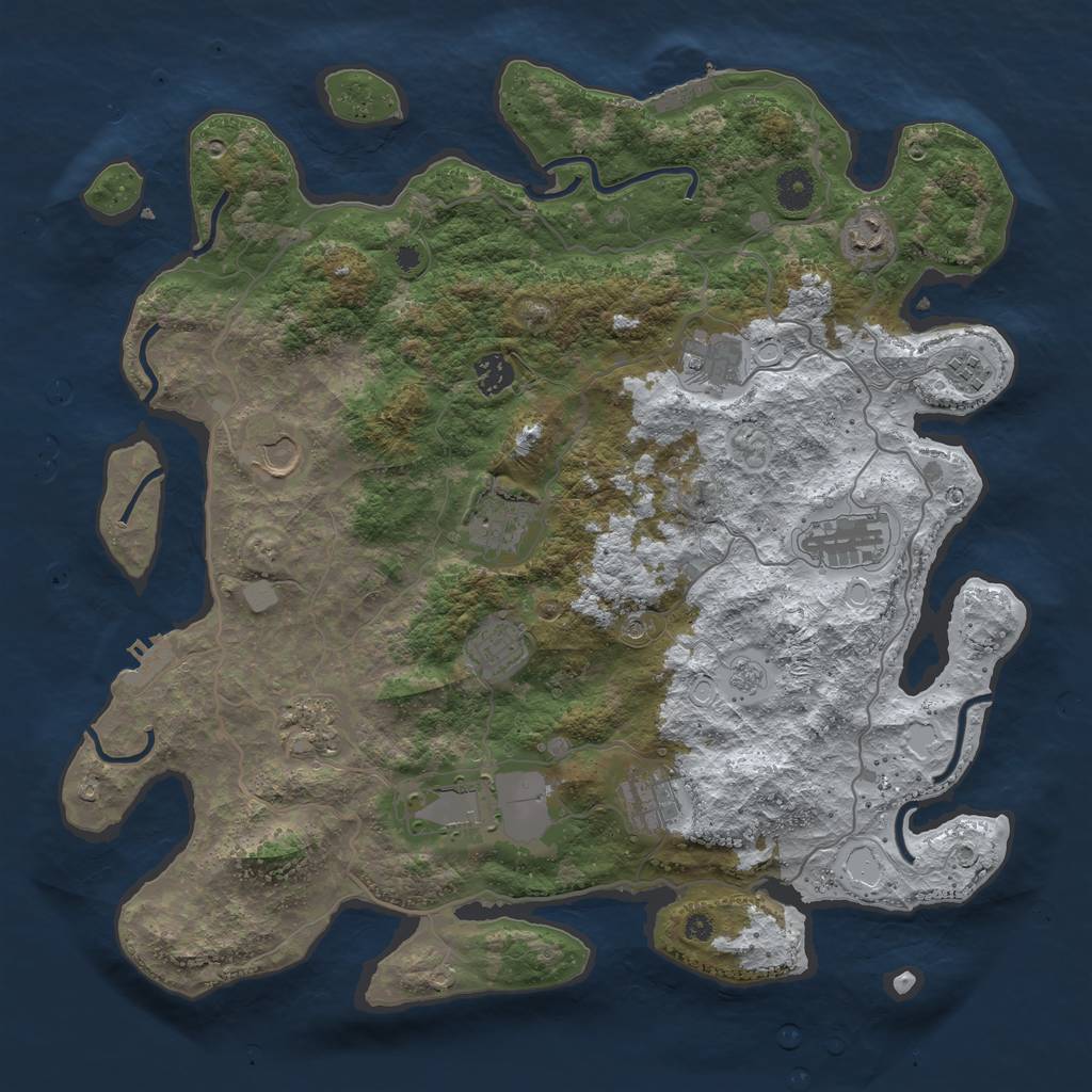 Rust Map: Procedural Map, Size: 4050, Seed: 1758097754, 20 Monuments