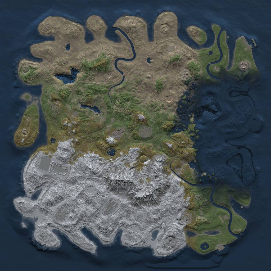 Rust Map: Procedural Map, Size: 5000, Seed: 50098343, 17 Monuments