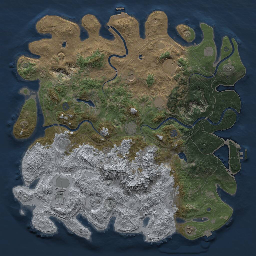 Rust Map: Procedural Map, Size: 5000, Seed: 50098343, 17 Monuments