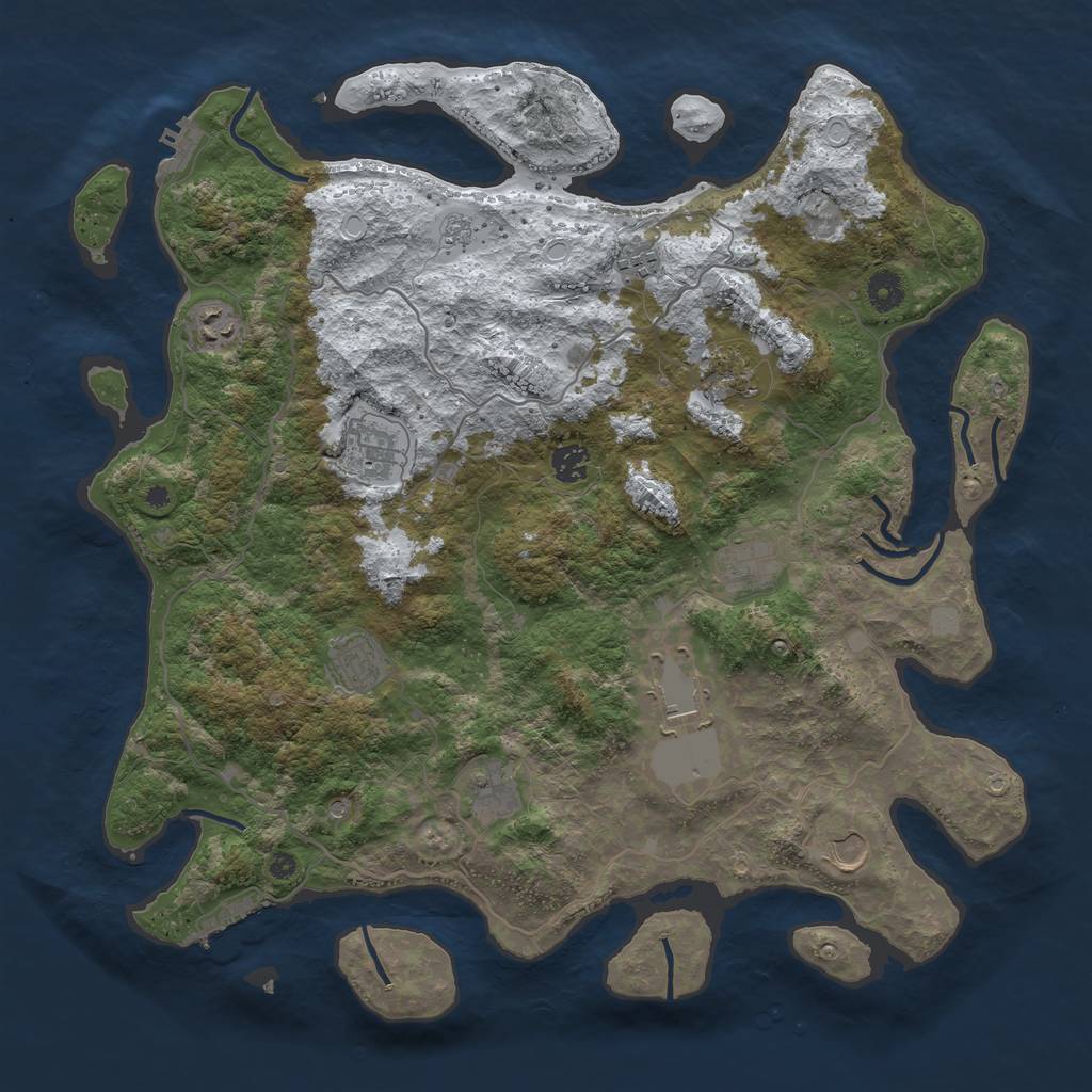 Rust Map: Procedural Map, Size: 4200, Seed: 647343834, 19 Monuments