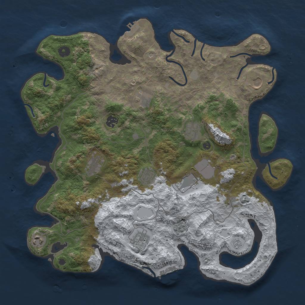 Rust Map: Procedural Map, Size: 4000, Seed: 3849, 19 Monuments