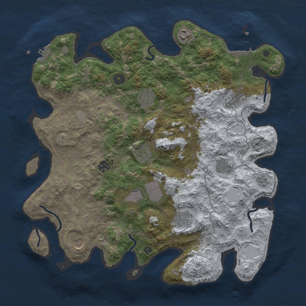 Rust Map: Procedural Map, Size: 4000, Seed: 1679254620, 19 Monuments