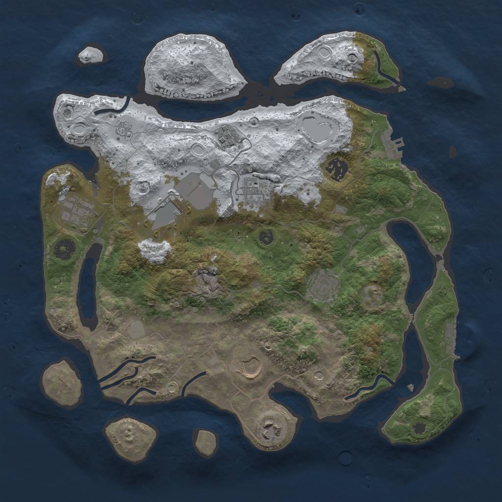 Rust Map: Procedural Map, Size: 3500, Seed: 8775666, 17 Monuments