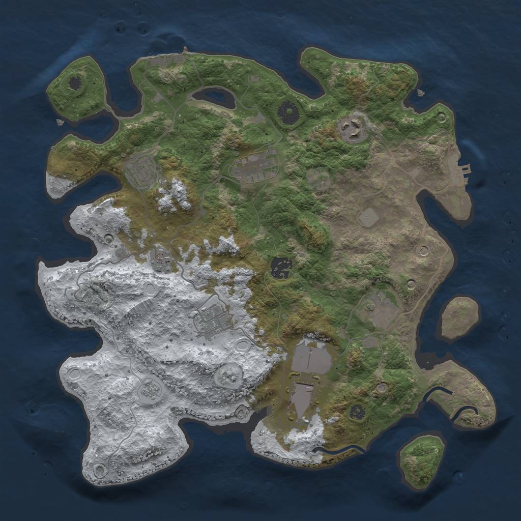 Rust Map: Procedural Map, Size: 3500, Seed: 1617804509, 17 Monuments