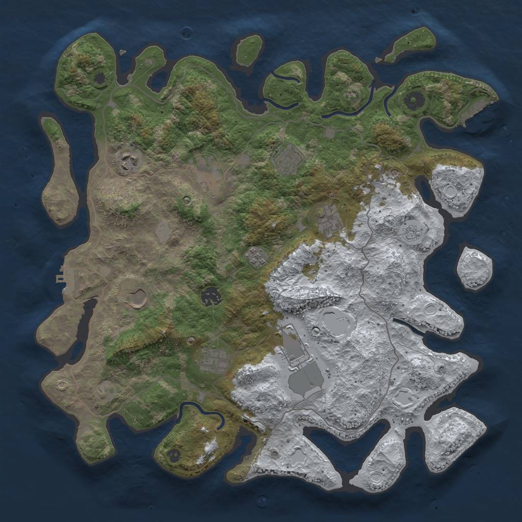 Rust Map: Procedural Map, Size: 4000, Seed: 41461, 18 Monuments
