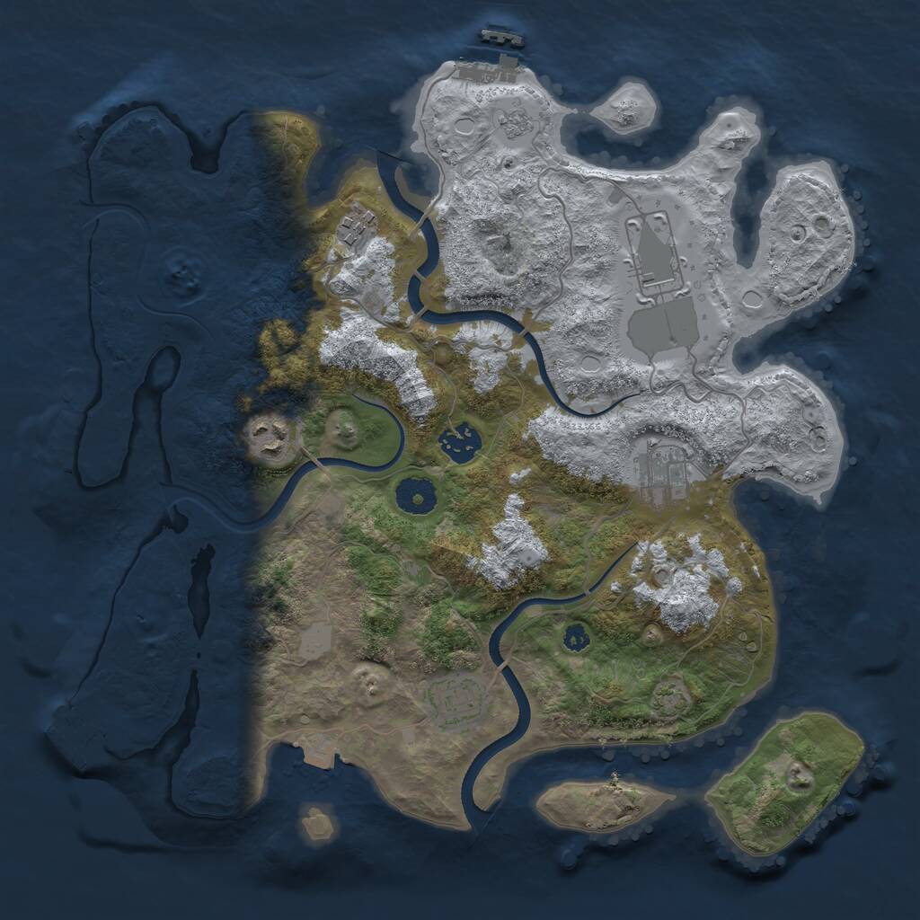 Rust Map: Procedural Map, Size: 3500, Seed: 1806720871, 11 Monuments