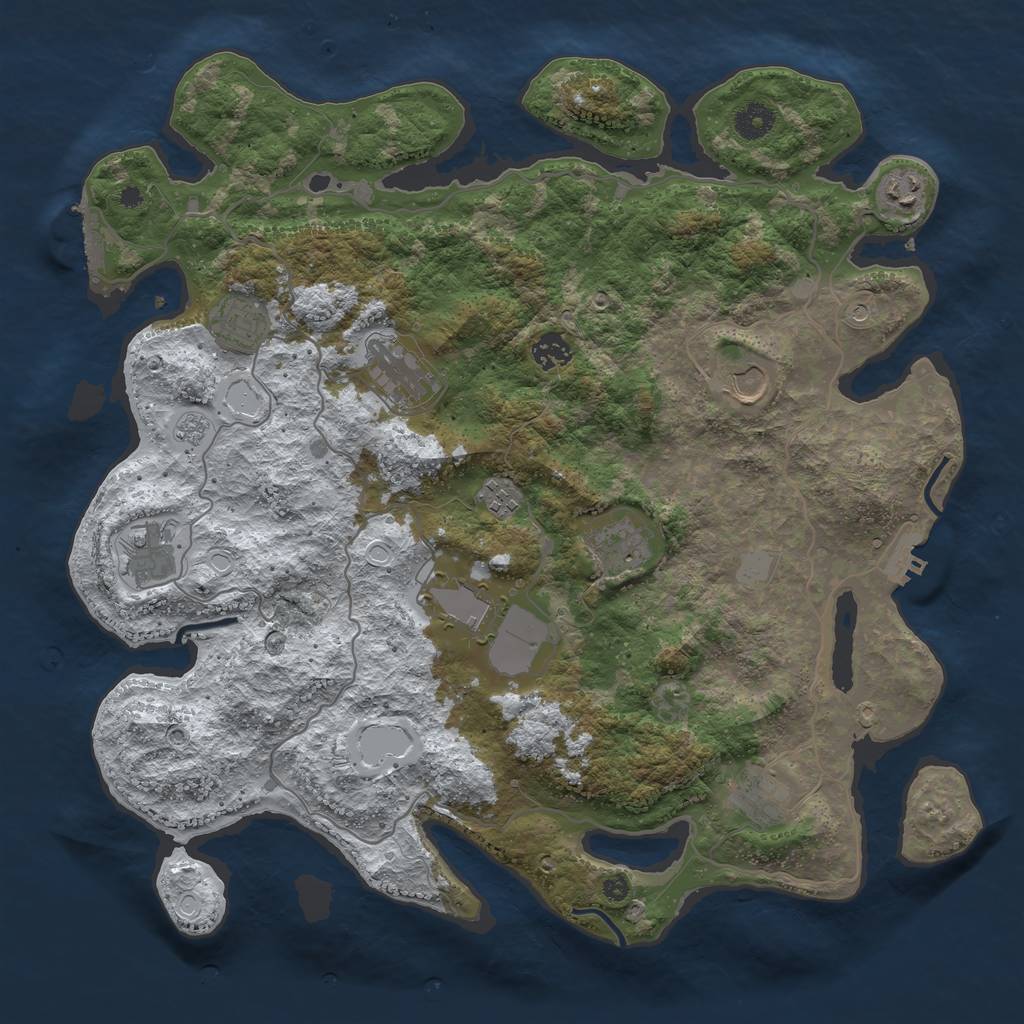 Rust Map: Procedural Map, Size: 4050, Seed: 865526371, 19 Monuments