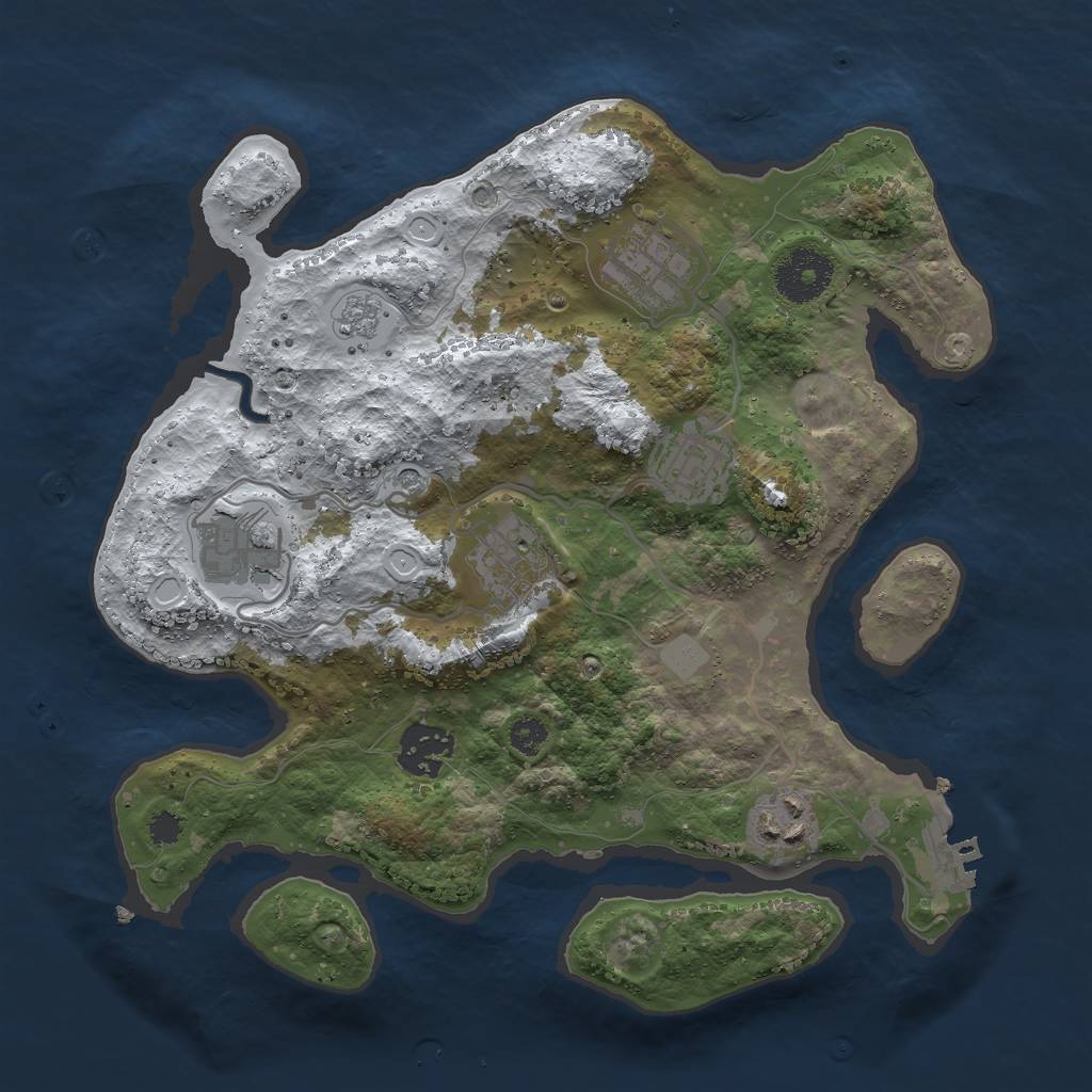 Rust Map: Procedural Map, Size: 3000, Seed: 293306437, 14 Monuments