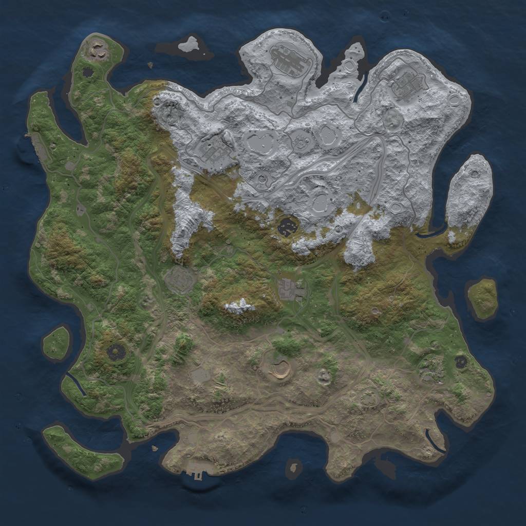 Rust Map: Procedural Map, Size: 4300, Seed: 447405457, 17 Monuments