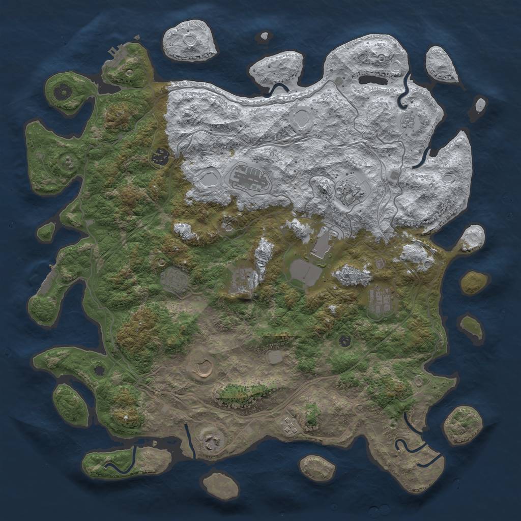 Rust Map: Procedural Map, Size: 4500, Seed: 985434793, 19 Monuments