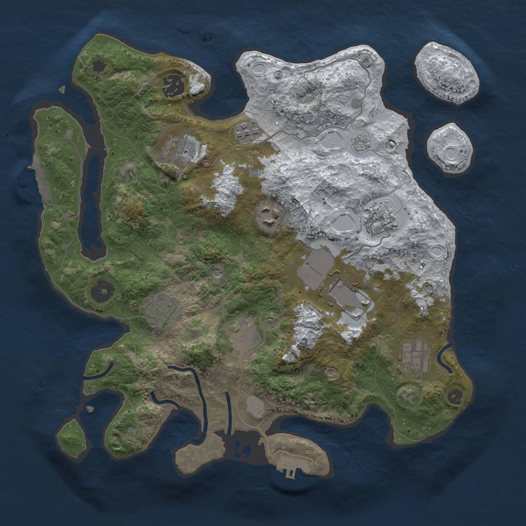 Rust Map: Procedural Map, Size: 3500, Seed: 968489150, 18 Monuments