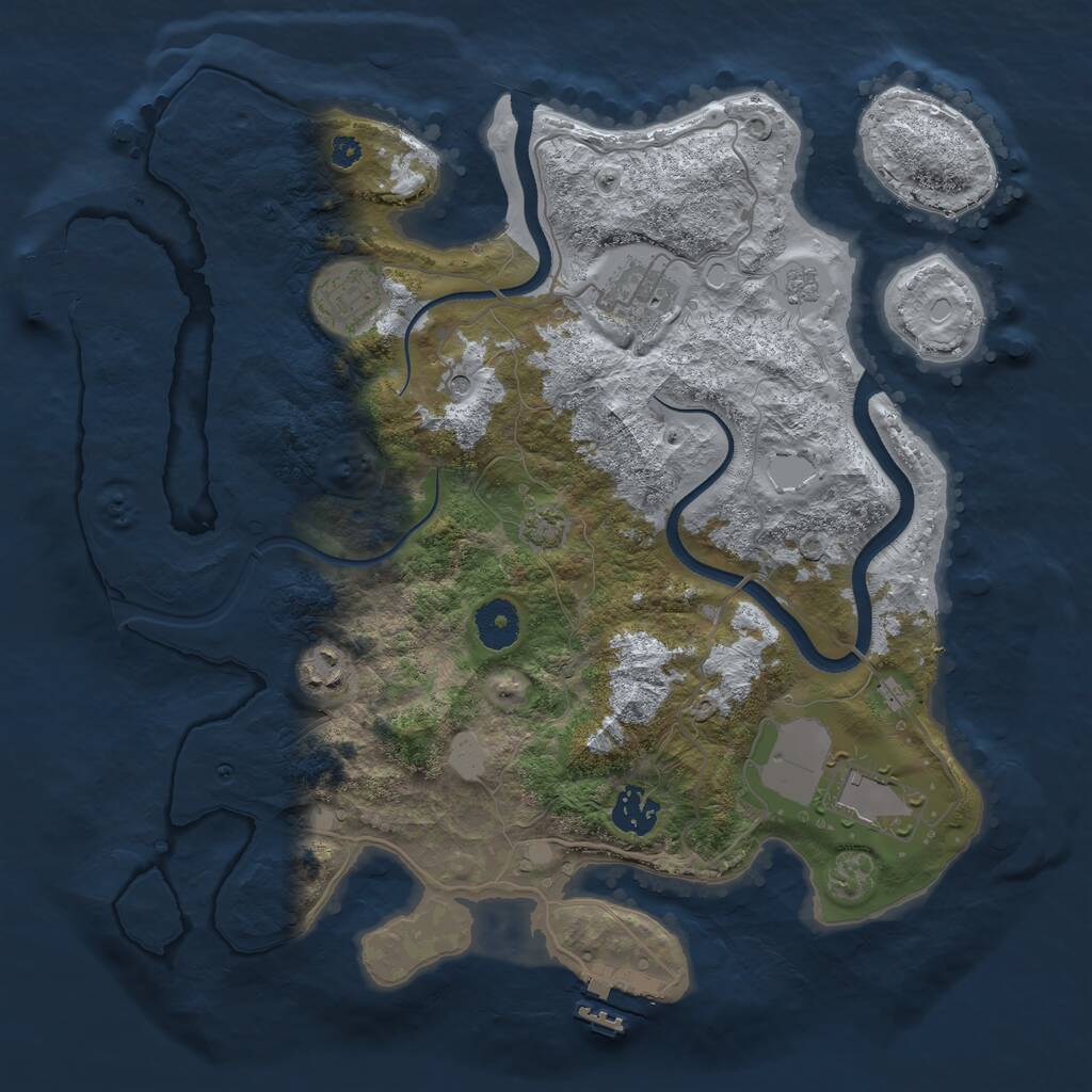 Rust Map: Procedural Map, Size: 3500, Seed: 968489150, 11 Monuments