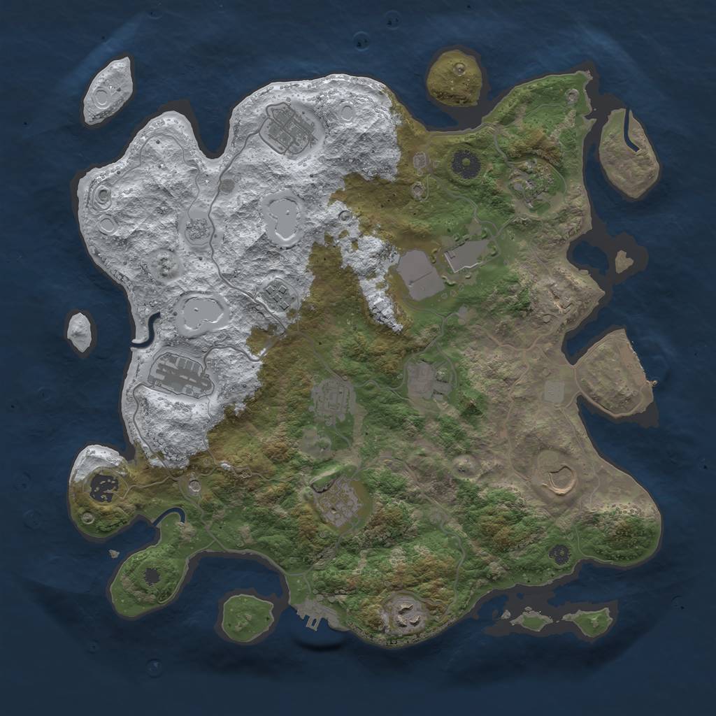 Rust Map: Procedural Map, Size: 3750, Seed: 919203413, 20 Monuments
